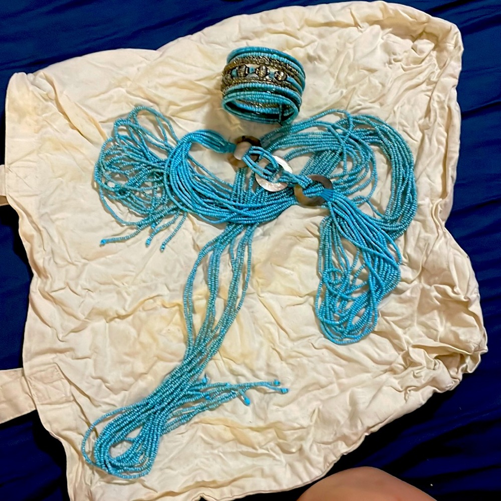 Wrap around scarf necklace and matching wrap bracelet